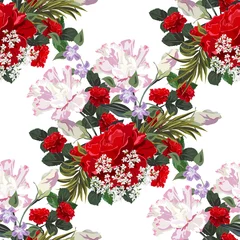 Foto op Plexiglas Seamless background with beautiful roses. Design for cloth, wallpaper, gift wrapping. Print for silk, calico and home textiles.Vintage natural pattern © mrnvb