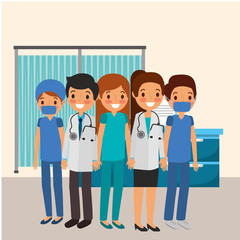 Obraz premium people team medical professional doctors nurse and surgeon staff vector illustration
