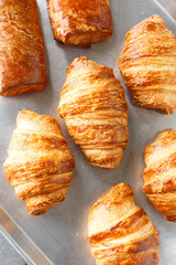 Top view of a Pan of Croissants
