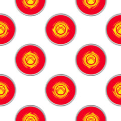 Seamless pattern from the circles with flag of Kyrgyzstan.