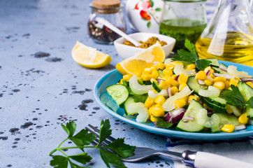Salad with raw vegetables