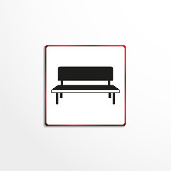 Office bench for visitors. Vector icon.