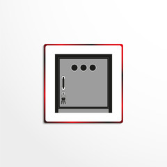 Office cabinet with one door and a lock. Vector icon.