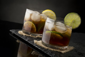Two Cuba Libre Cocktails