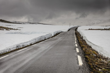 Aurlandsvegen mountain road between Aurland and Laerdal in Norway