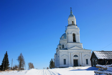 Christian orthodox church in the snow