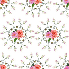 Seamless pattern with beautiful delicate roses . Flower background for textile, cover, wallpaper, gift packaging, printing.Romantic design for calico, silk.