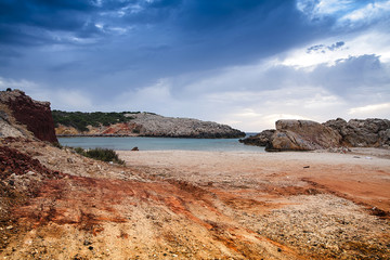 Beautiful seaside view with beach looks like planet of mars