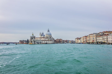 Obraz premium Seaview of Grand Canal and famous Basilica Santa Maria della Salute (1687). Venice, Italy.