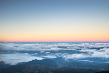 soft fog in morning on view point of kew mae paan