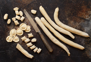 Making whole wheat flour pasta orecchiette