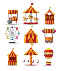 carnival collection circus park enjoy elements vector illustration