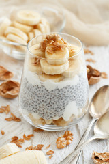 Chia pudding parfait with banana