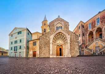Cathedral of Santa Maria Assunta in Ventimiglia, Liguria, Italy - obrazy, fototapety, plakaty