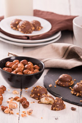 Chocolate truffles with caramel cream filling.