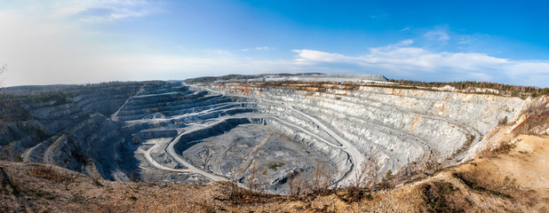 Panorama of a large calcareous quarry