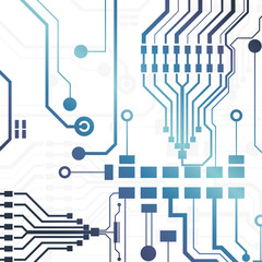 Fototapeta premium Vector circuit board illustration. Abstract technology. Microchip background. 