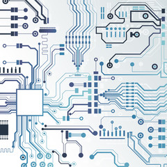 Vector circuit board illustration. Abstract technology. Microchip background. 