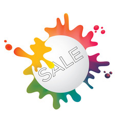 Colorful paint splash with circle for text. Abstract isolated sign vector illustration.