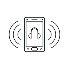 Mobile phone icon with a headphone sign