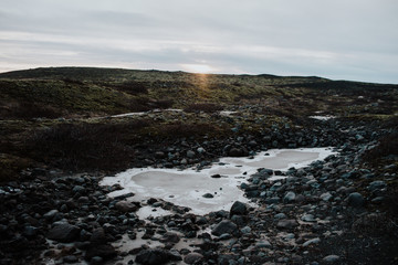 Fototapeta na wymiar A frozen lake in Iceland