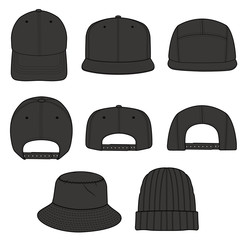 Hat Beanie  CAP design fashion flat technical drawing template