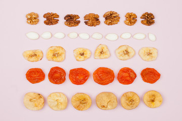 The food is laid out geometrically correctly, in rows. Useful tomorrow for an athlete or a vegetarian