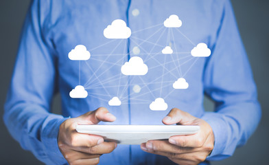 Connect to cloud, Cloud computing concept.