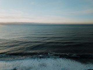 The ocean as seen in Iceland photographed from a drone