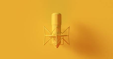 Yellow Vintage Microphone 3d illustration