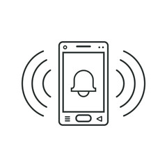 Mobile phone icon with a sign of the bell