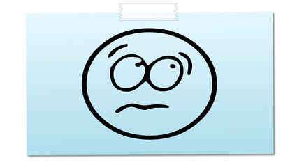 Obraz premium smiley peur post it bleu