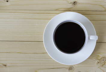 Top view of a cup of black coffee