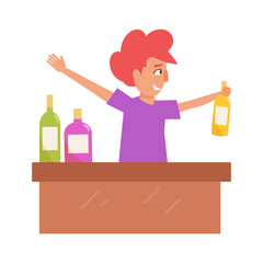 Bartender behind the bar.