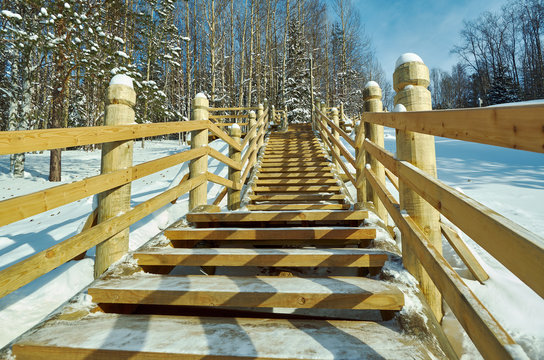 Russian Traditional wooden gangway
