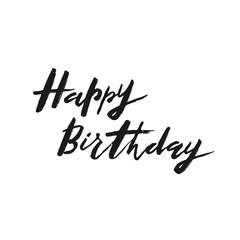 Happy Birthday text. Modern brush calligraphy. Hand lettering.