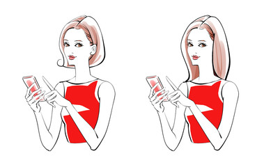 スマホをする女性2