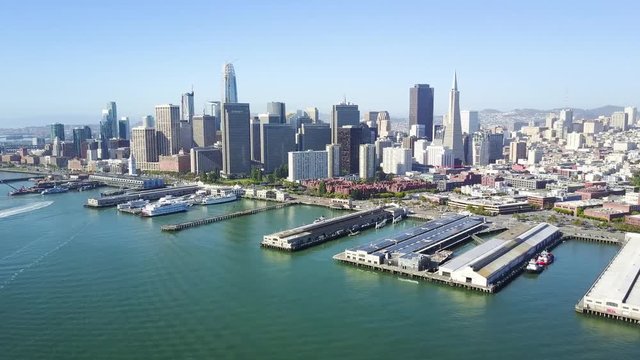 San Francisco downtown skyline urban landscape drone views