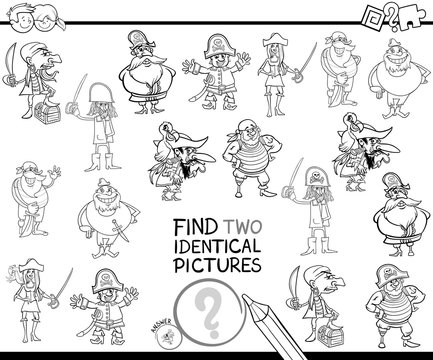 find two identical pirate pictures color book
