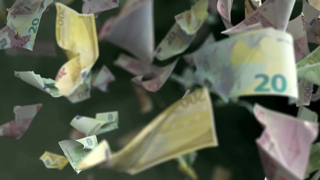 Falling Euro banknotes in 4K Loopable