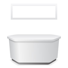 Bulletin board 3d office table reception template vector illustration