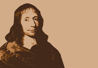 Blaise Pascal - portrait - inventeur - philosophe -mathématicien - physicien - personnage célèbre - science - obrazy, fototapety, plakaty