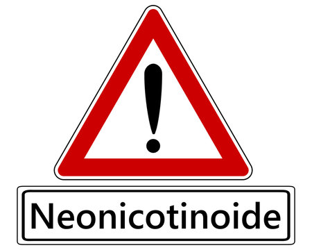 Verkehrsschild mit Ausrufezeichen  für Neonicotinoide