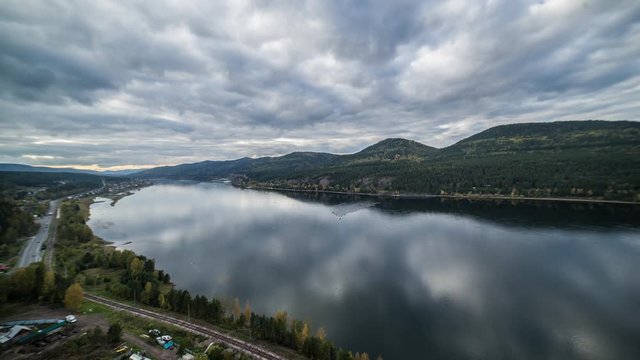 The Yenisei river as seen near Krasnoyarsk timelapse