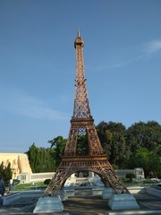 Fototapeta na wymiar A model of the Eiffel tower in the Park Mini Siam, Pattaya