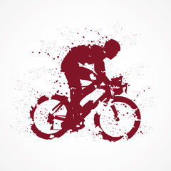 Obraz premium Cycliste-tâches rouges