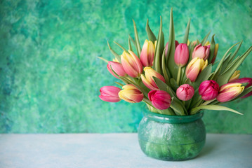 Tulips in glass vase