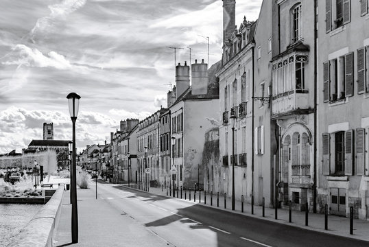 Sun Shining In Auxerre, Infrared Street View Of Old City