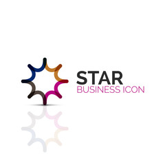 Abstract flower or star minimalistic linear icon, thin line geometric flat symbol for business icon design, abstract button or emblem