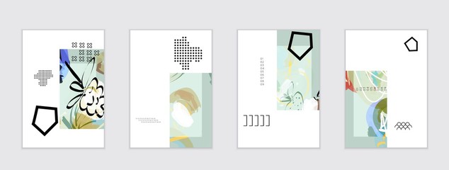 Set of artistic abstract universal card templates